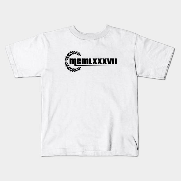 1987 Roman numerals Kids T-Shirt by hoopoe